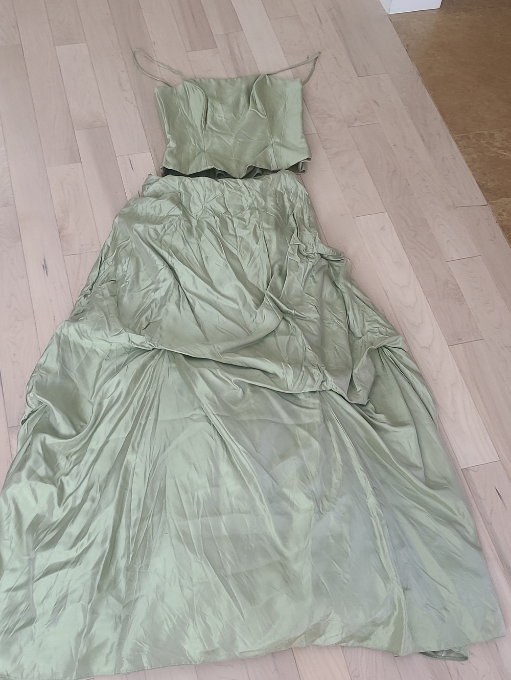 Light Green Satin Two-Piece Dress